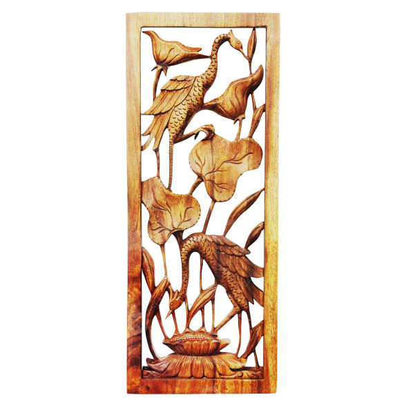 Панель Wood Herons in a Lotus Pond 3D модель