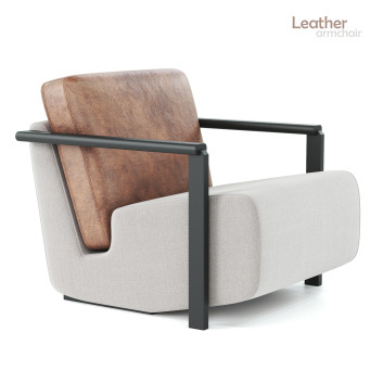 Fotel  Leather and Fabric Model 3D