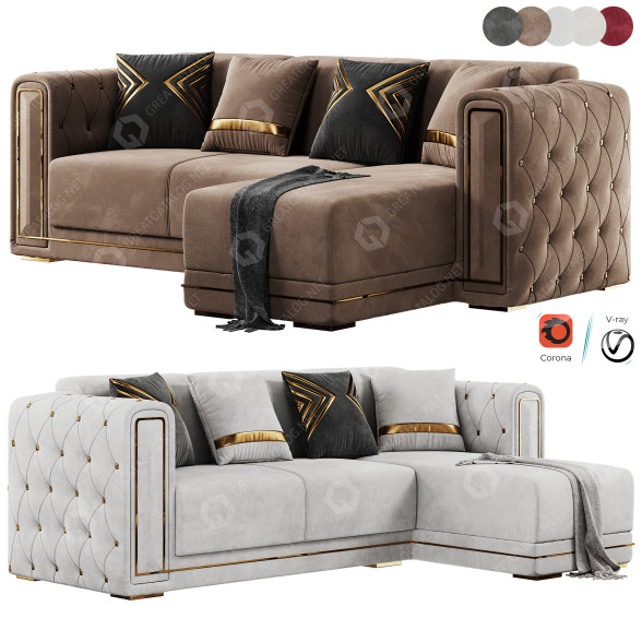 Sofá Modern Beige Modelo 3D