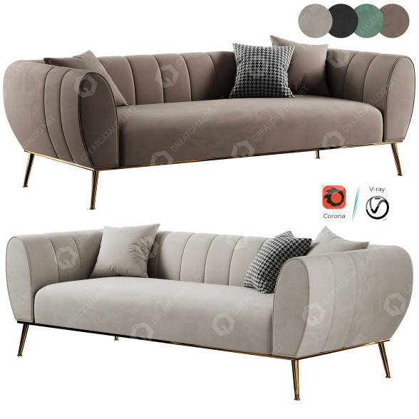 Диван Modern Green Velvet 3D модель