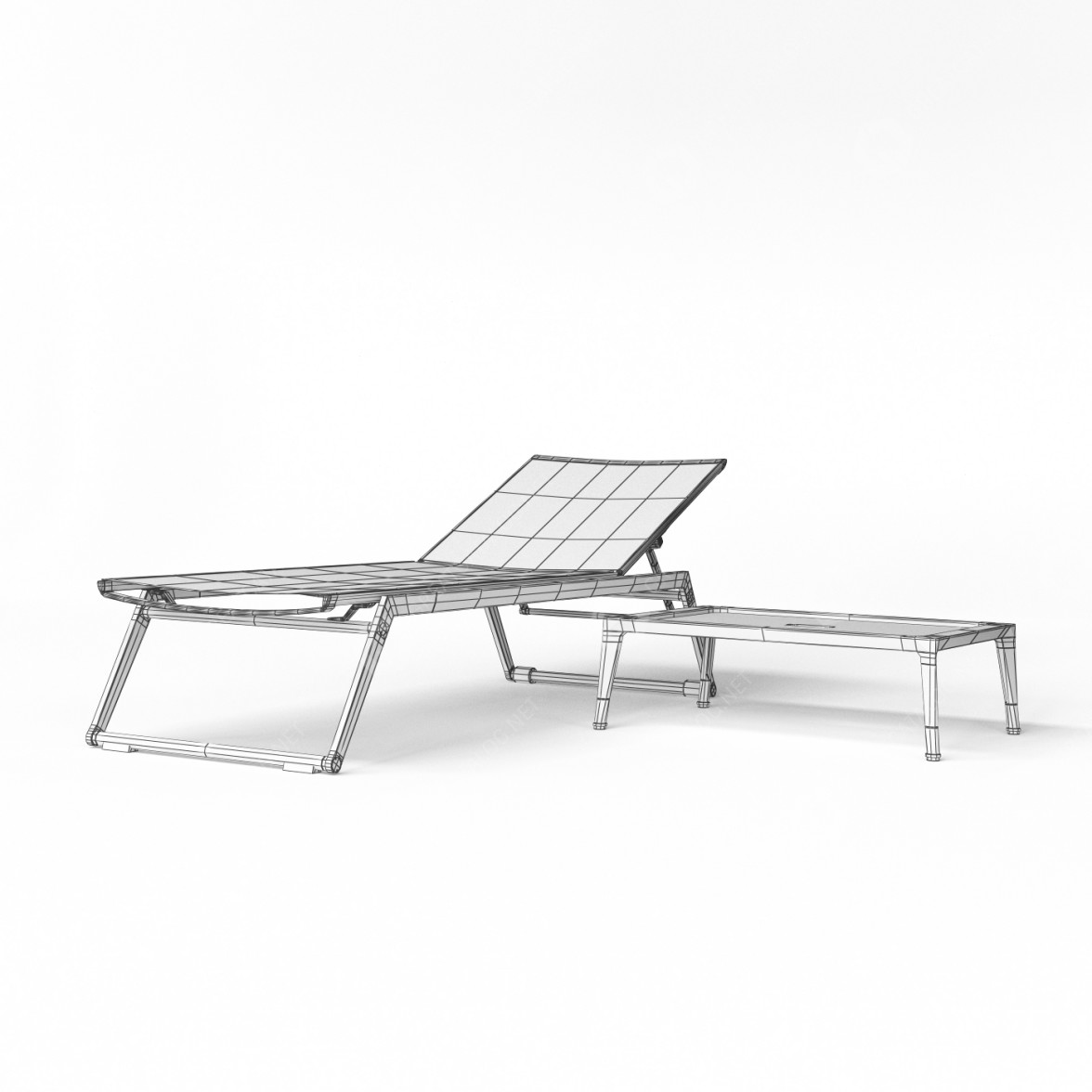 Chaise Longue and Table B&B Italia Mirto Outdoor 3D model