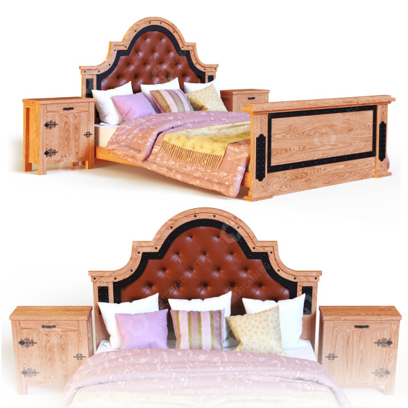Bett und Nachttischchen Oakwood 3D-Modell