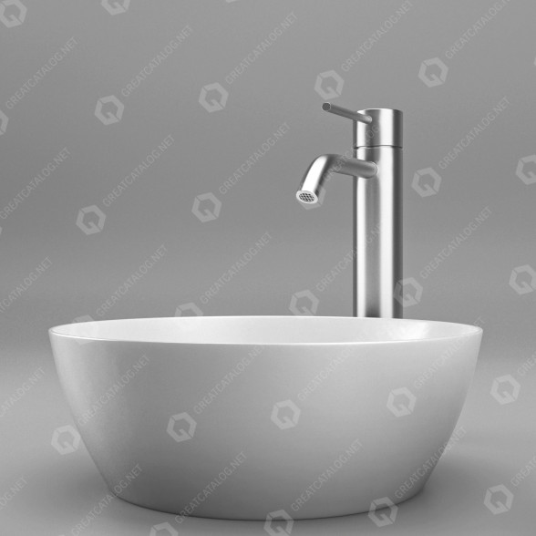 Lavabo White Ceramic Circular modèle 3D