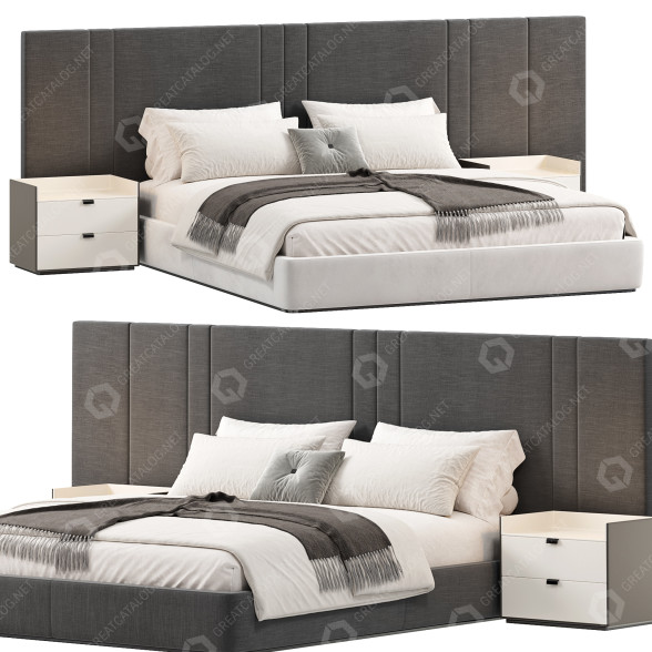 Bed and Bedside Tables The High Wall Ember 3D model