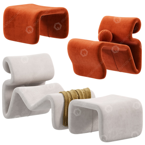 Fotel i pufa Artilleriet Etcetera by Crassevig model 3D