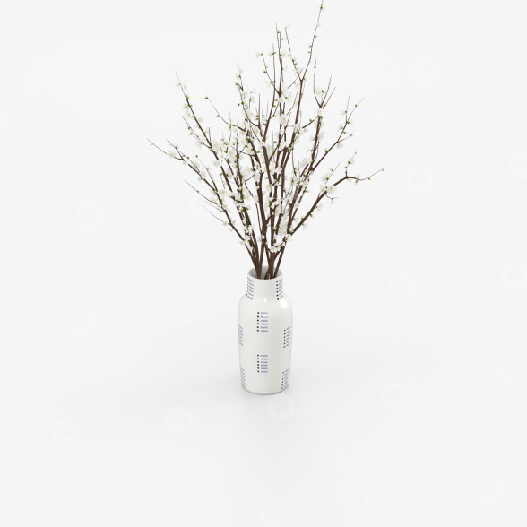 Blumenstrauß Branch in Vase 03 3D-Modell