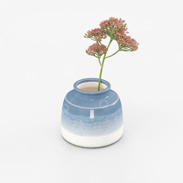 Ваза та рослина Ceramic Blue 3D модель