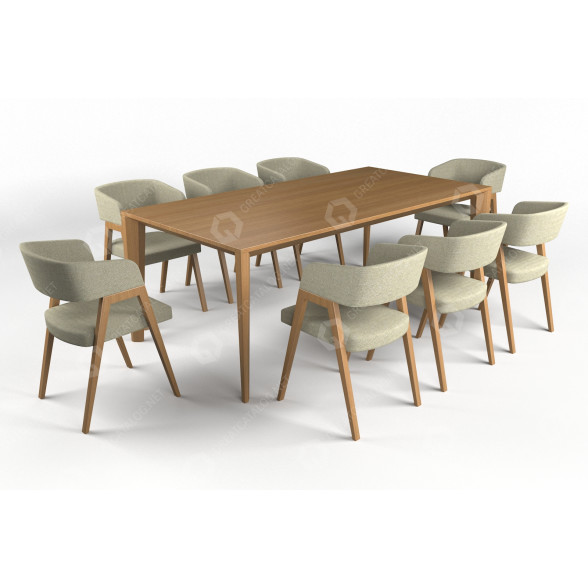 Stół i krzesła Dining Wooden model 3D