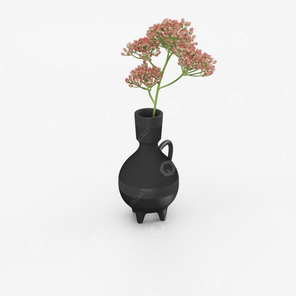 Dzbanek i roślina Small Flower Branch model 3D