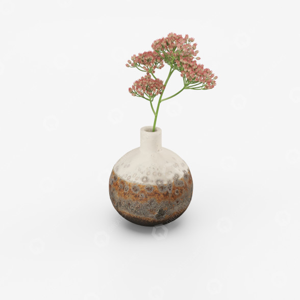 Ваза та рослина Ceramic Brown and Biege 3D модель