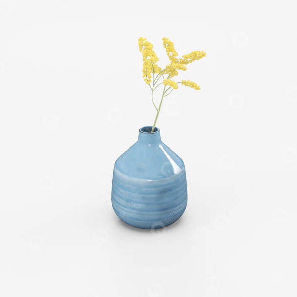 Vase und Pflanze Blue and Yellow 3D-Modell