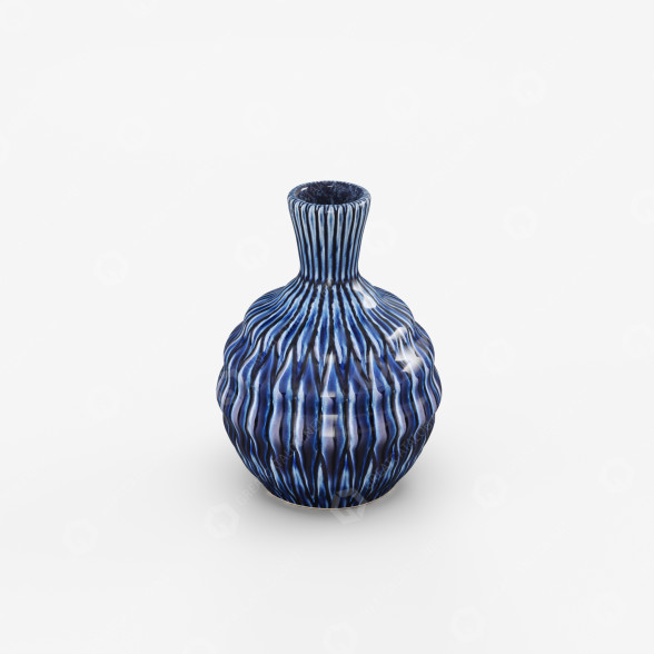 Vase Blue Ceramic 3D-Modell