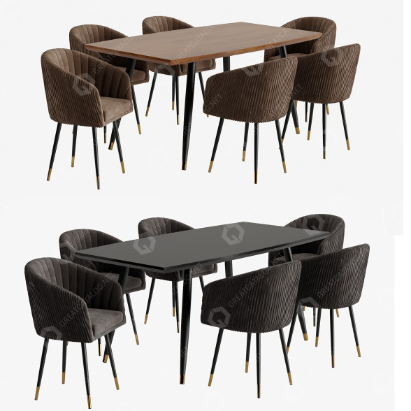 Стіл та стільці Curve Collection by Emmanuel Gallina 3D модель