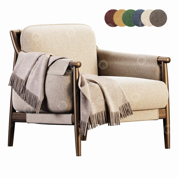 Крісло Poltrona Frau Times Lounge Fabric 3D модель