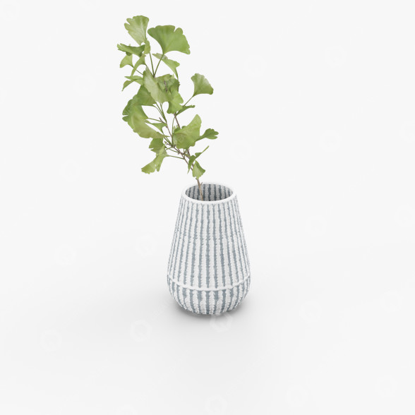 Ваза и растение White and Green 3D модель