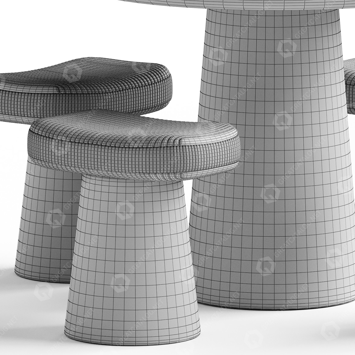 Table and Stools Stahl + Band Spule 3D model - GreatCatalog 24564