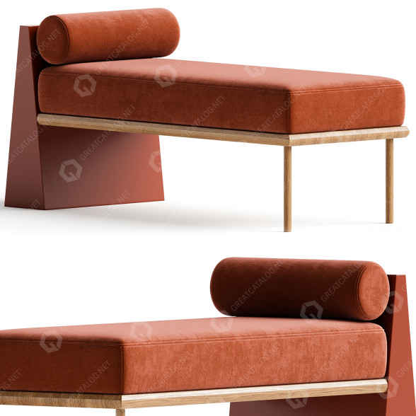 Banquette 1stDibs Minimalist Mid-Century Modern Style Solid Wood Upholstered in Textile modèle 3D