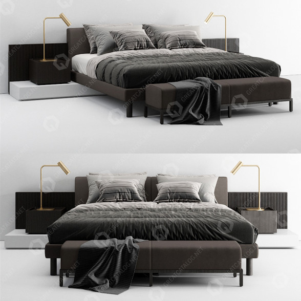 Bett und Dekoration Meridiani Cliff 3D-Modell