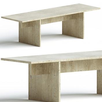 Couchtisch und Bank  Vondel Handcrafted in Travertine 3D-Modell