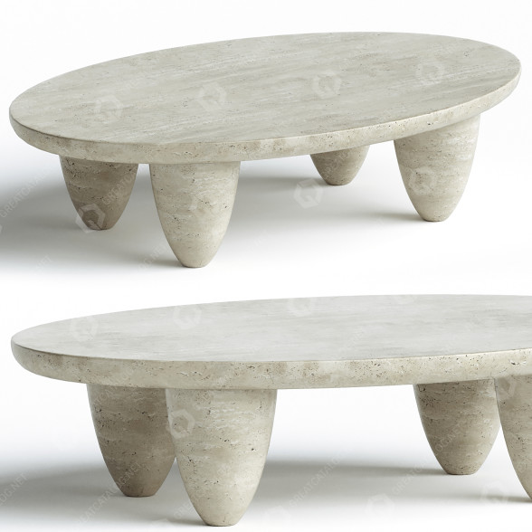 Coffee Table Contemporary Minimal Round in Travertine 3D model