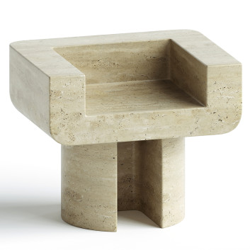 Stuhl M_001 by Monolith Studio Travertine