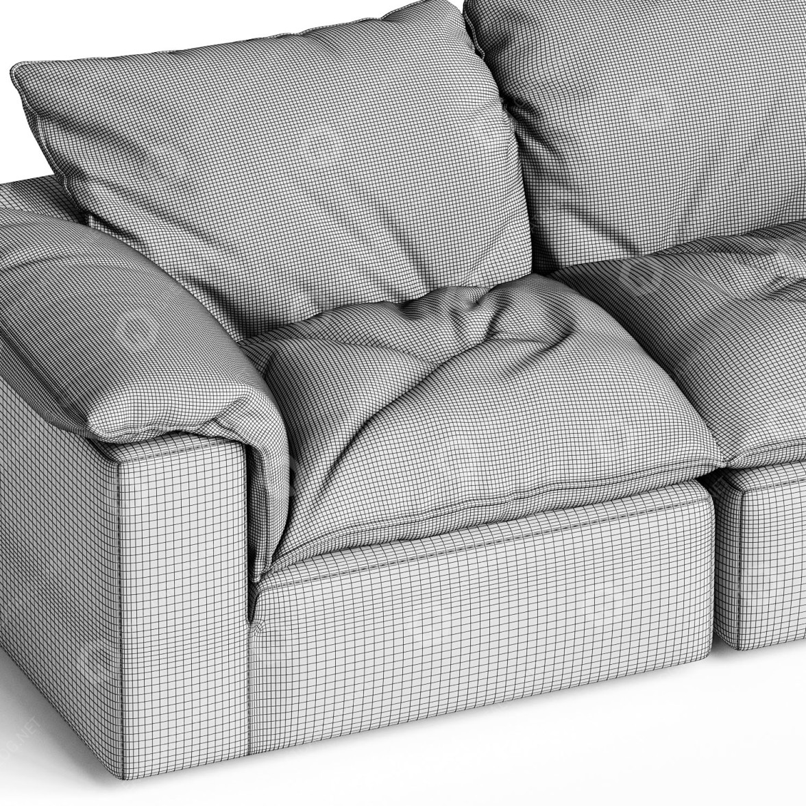 Sofa Restoration Hardware Cloud Modular Fabric Assembly 3D model