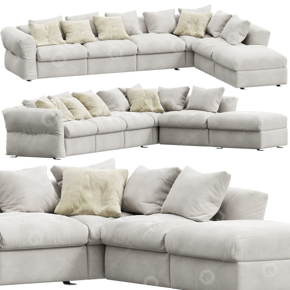 Sofa i otomana Flexform Newbridge model 3D