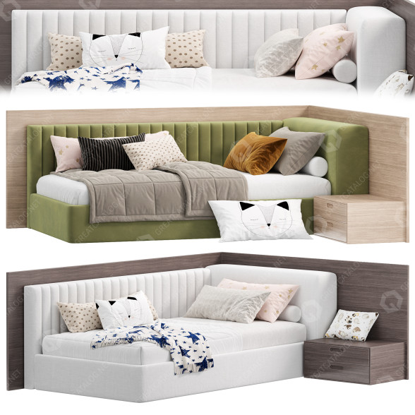 Bed and Bedside Table J Pear Vae 3D model