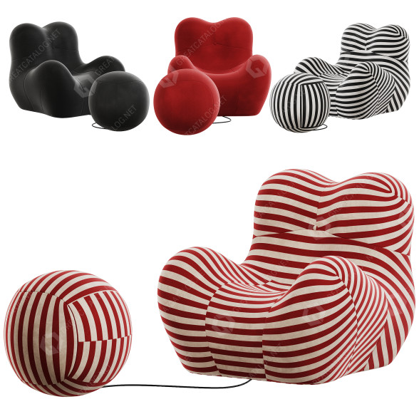Sillón y otomana B&B Italia Serie Up 2000 Modelo 3D
