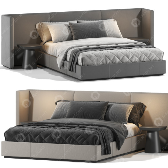 Bed and Bedside Tables Restoration Hardware Alessa Shelter 3D model