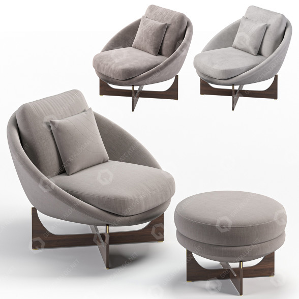 Armchair and Ottoman Minotti Lido 3D model