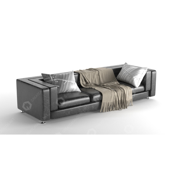 Sofa Black Leather 3D-Modell