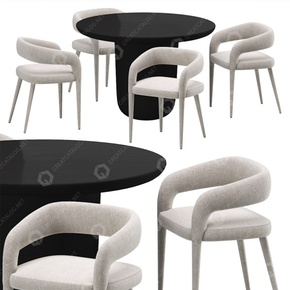 Table and Chairs CB2 Dining Set 3D model