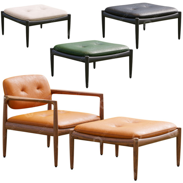 Fotel i pufa Minotti Yoko model 3D