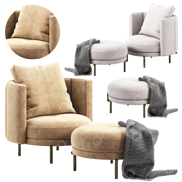 Sessel und Ottomane Minotti Torii 3D-Modell