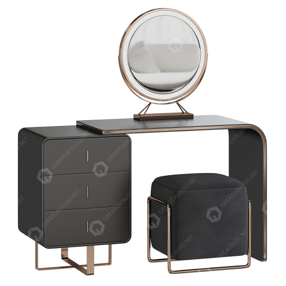 Toaletka i puf Bronze and Gray model 3D