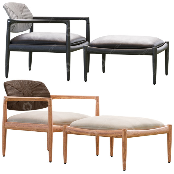 Крісло та пуф Minotti Yoko 3D модель