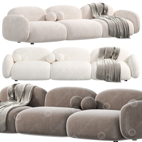 Sofá Contemporary Standard Sewn Pillow Modelo 3D