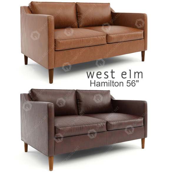 Диван West Elm Hamilton Leather 3D модель