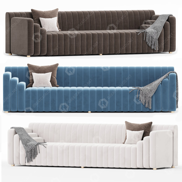 Sofa 1stDibs Art Deco Inspired Channel Tufted model 3D