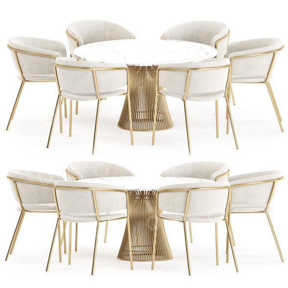 Tisch und Stühle Knoll Platner and La Forma Konnie 3D-Modell