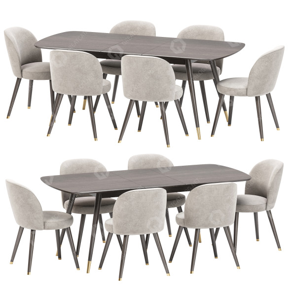 Stół i krzesła Danetti Dining Set 40 Clover and Candy 061 Tirolo Sedie model 3D