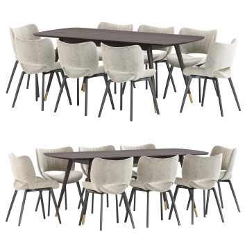 Стіл та стільці Poltrona Frau Nice Dining Set 49 3D модель