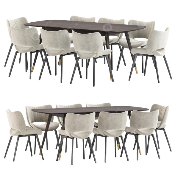 Tisch und Stühle Poltrona Frau Nice Dining Set 49 3D-Modell