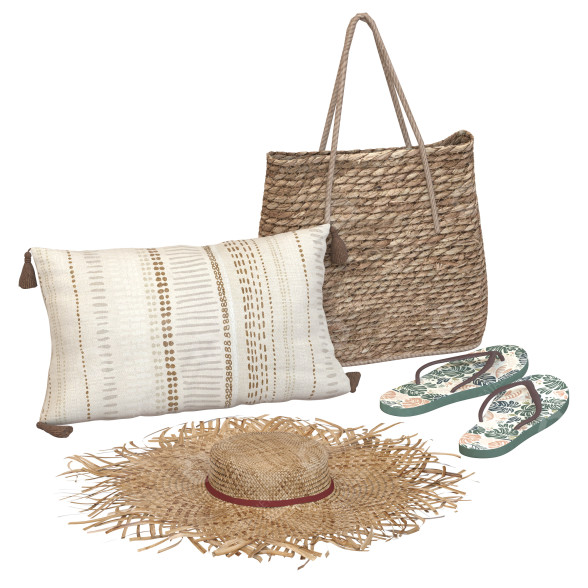 Ensemble d'accessoires Boho Style Beach with Hat and Slippers modèle 3D