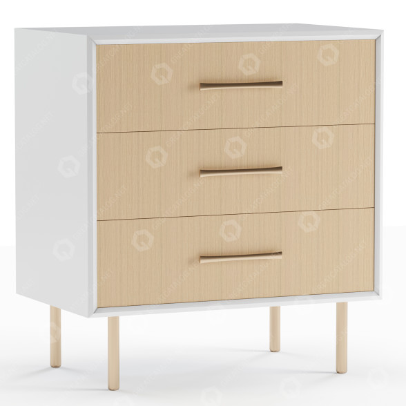 Table de chevet West Elm Margot Raffia Grand modèle 3D