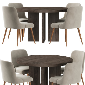 Стіл та стільці CB2 Mid Century and Shadow 3D модель