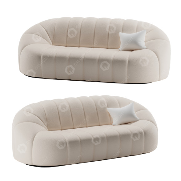 Sofa Homary Modern Oval Boucle White 3D-Modell