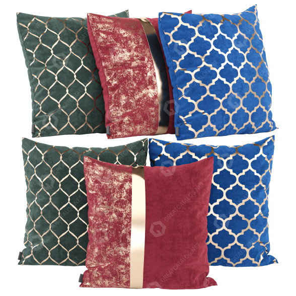 Cojines Luxury Velvet Throw Set Cover with Gold Accent Modelo 3D