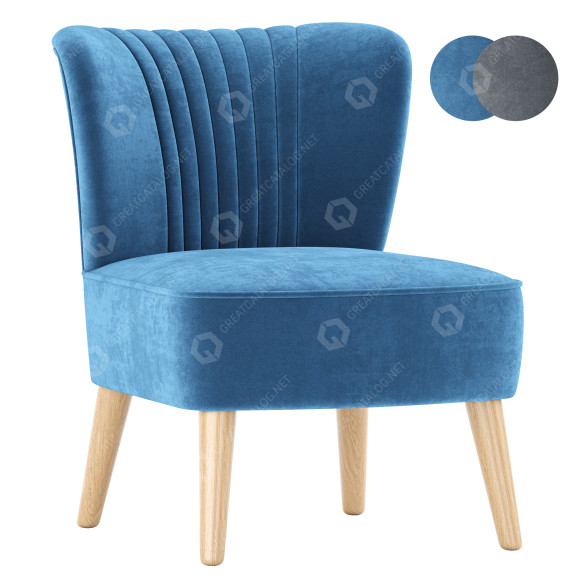 Président Armless Accent Modern Velvet Leisure modèle 3D